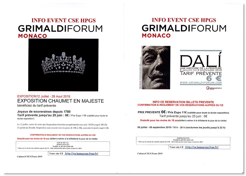 Grimaldi Forum expos été 2019 DAL &#38; CHAUMET Prévente